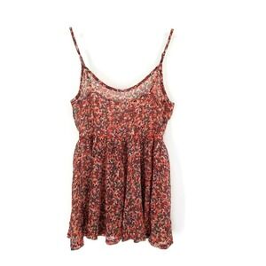 Frenchi Multicolor Floral Sexy Semi Sheer Adjustable Tank Shirt Womens Juniors M